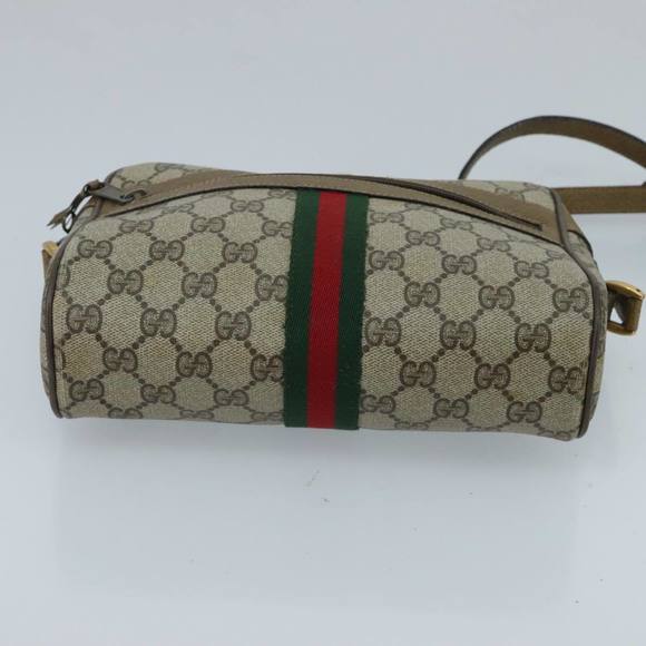 GUCCI GG Supreme Web Sherry Line Shoulder Bag PVC Beige Green Red Auth 98780 - Picture 5 of 16